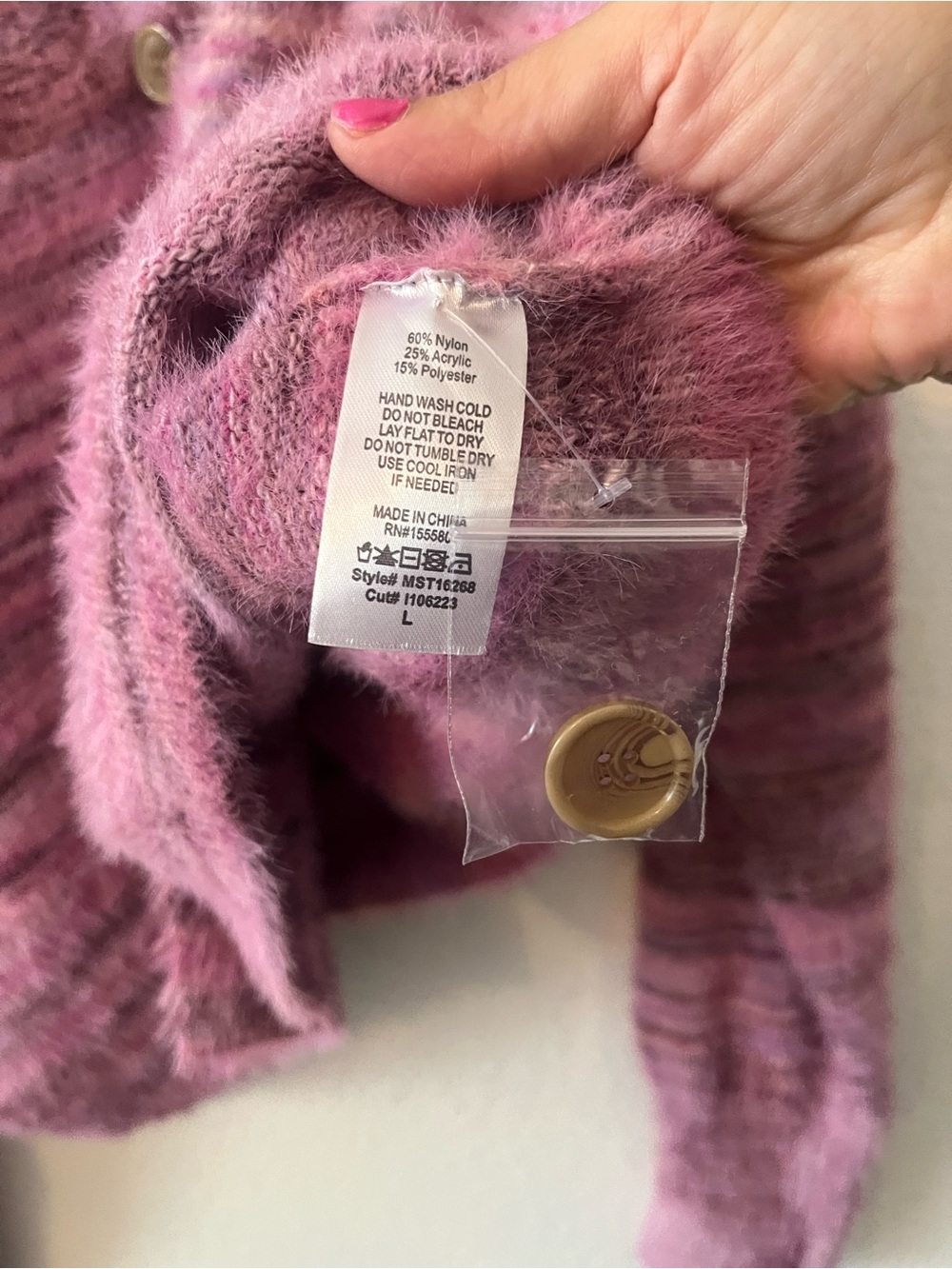 New Free People Movement Large Fuzzy Sweater Cardigan Tank Pink - Picture 4 of 7